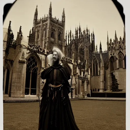 Prompt: a stunning portrait of an aristocratic warrior, by ayami kojima, daniel merriam, john bauer, brian froud, cathedral in the background, stage lighting, kodak eastman double - x black - and - white 5 2 2 2 film stock, panavision millennium xl 2, 1 9 3 0 s -'4 0 s baltar lenses