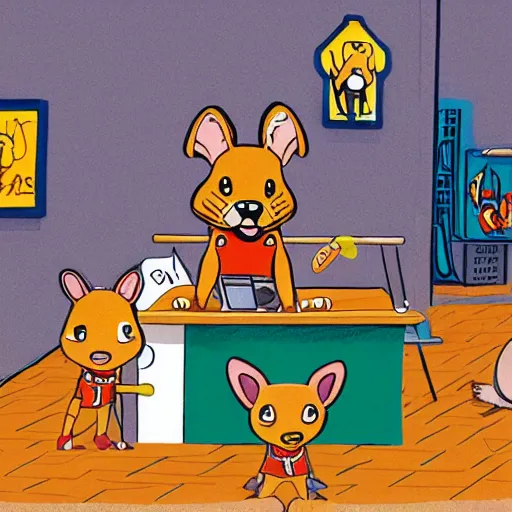 Image similar to a dog at the gym by richard scarry