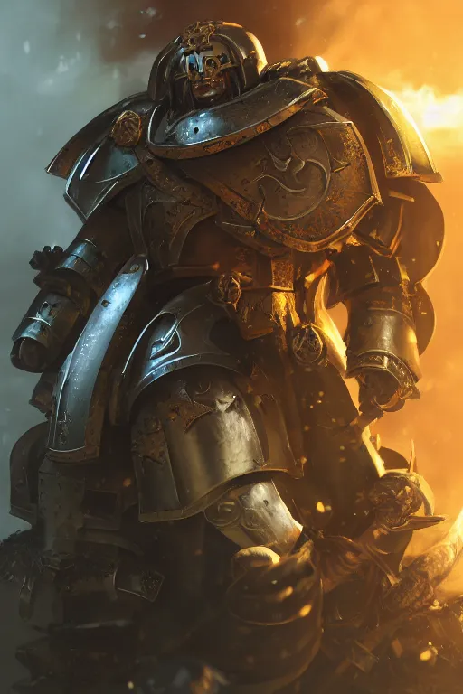 Image similar to armor portrait heros warhammer 4 0 k horus heresy fanart - the primarchs emperor by johannes helgeson animated with vfx concept artist & illustrator global illumination ray tracing hdr fanart arstation zbrush central hardmesh 8 k octane renderer comics stylized