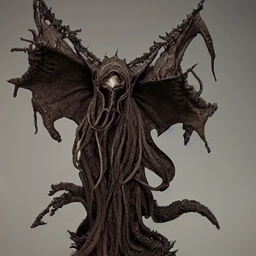 Image similar to angelarium, illithid, cthulhu, clay sculpture by ellen jewett