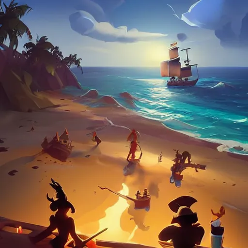 Image similar to painting treasure on sea of thieves game smooth median photoshop filter cutout vector, behance hd by jesper ejsing, by rhads, makoto shinkai and lois van baarle, ilya kuvshinov, rossdraws global illumination