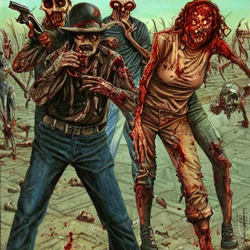 Prompt: zombie apocalypse by clyde caldwell, detailed