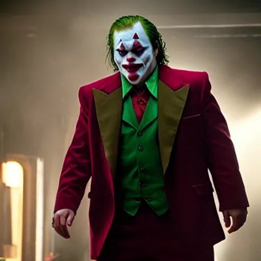 Image similar to stunning awe inspiring chris farley as the joker movie still 8 k hdr atmospheric lighting