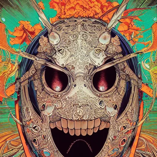 Image similar to portrait of crazy marshmello, symmetrical, by yoichi hatakenaka, masamune shirow, josan gonzales and dan mumford, ayami kojima, takato yamamoto, barclay shaw, karol bak, yukito kishiro