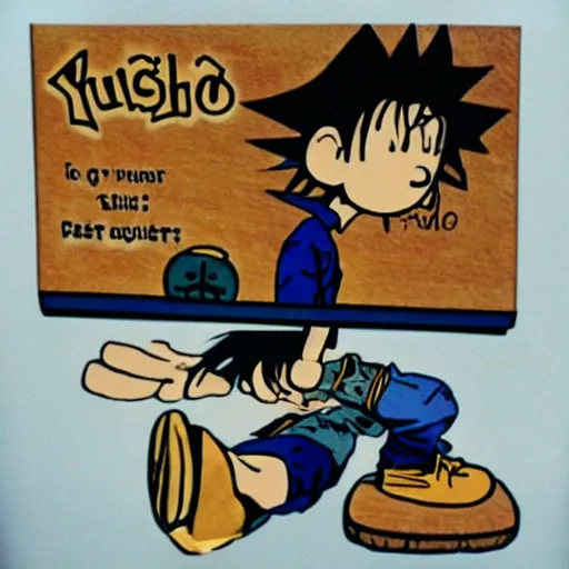 Prompt: Yugi Moto in the style of Peanuts