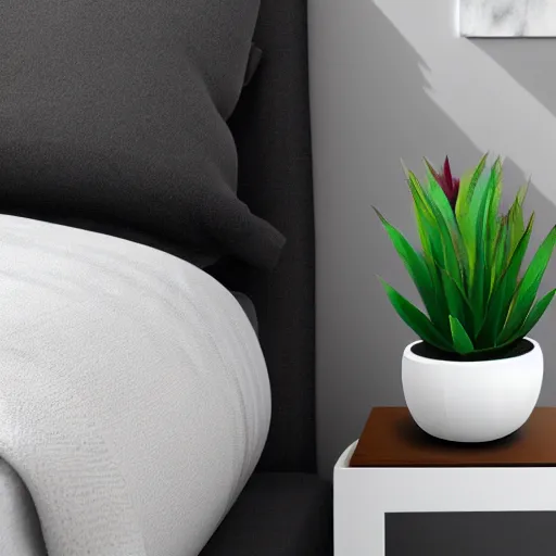 Image similar to white zen clean modern minimalist bedside - table with plant
