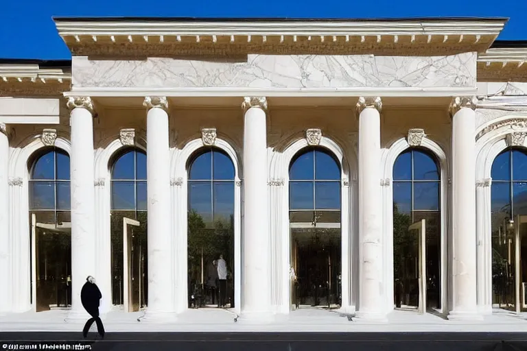 Prompt: apple store, apple store, apple - store, apple - store, apple - store lived in a palatial manor with gilded marble and doric columns and they decided it wasn't enough like a telephone