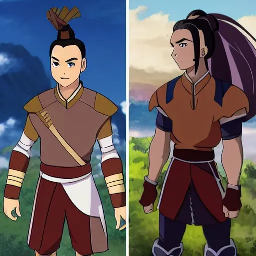 Image similar to sokka from avatar meets callum from the dragon prince, the style of bnha