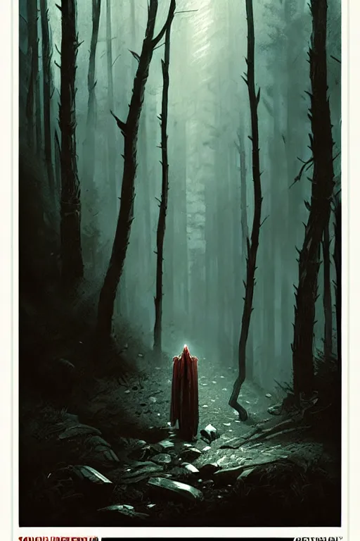 Image similar to greg rutkowski poster. draugr in the woods