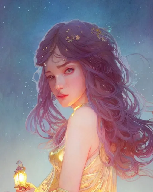 Image similar to secret romance, highly detailed, gold filigree, romantic storybook fantasy, soft cinematic lighting, award, disney concept art watercolor illustration by mandy jurgens and alphonse mucha and alena aenami, pastel color palette, featured on artstation