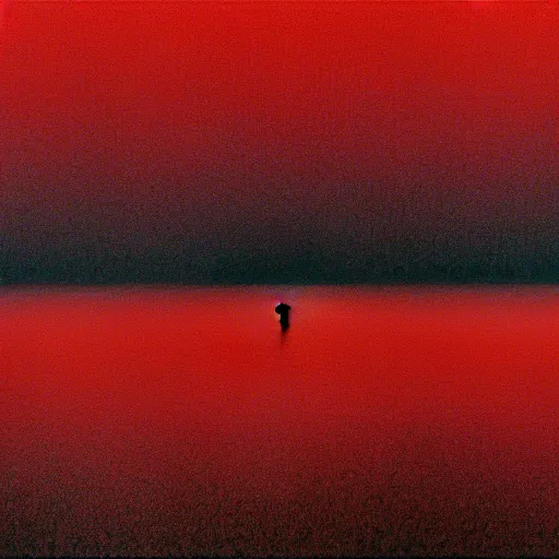 Image similar to a warped tunnel of irregular red and black checkerboard pattern drowns out a desperate voice, film still of a movie directed by Zdzisław Beksiński