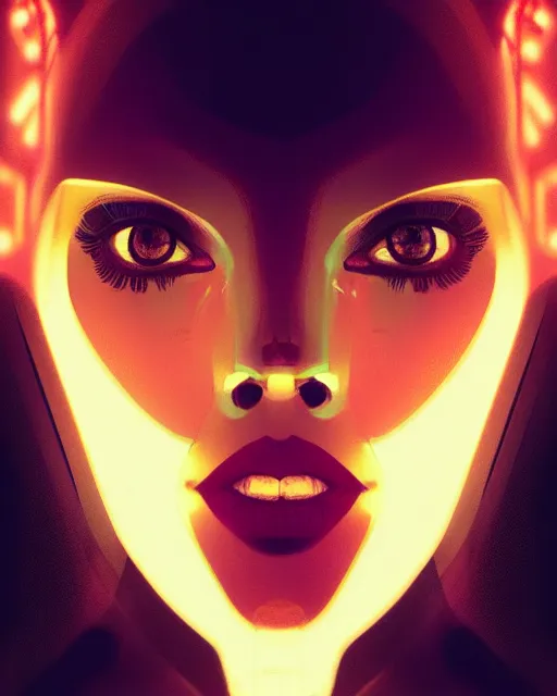 Image similar to symmetry!! centered head on, closeup portrait of a girl with thoughts floating around her, sci - fi -, cyberpunk, blade runner, glowing lights, tech, biotech, techwear!! intricate, elegant, highly detailed, digital painting, artstation, concept art, smooth, sharp focus, illustration, art by artgerm and greg rutkowski and alphonse mucha