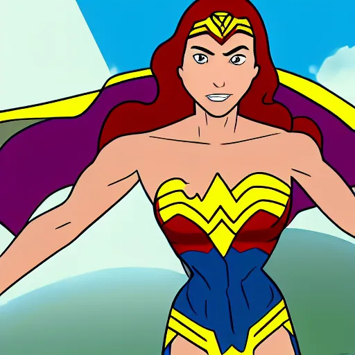 Prompt: Wonder Woman from Justice League Unlimited learning how to fly her invisible jet Wikihow.
