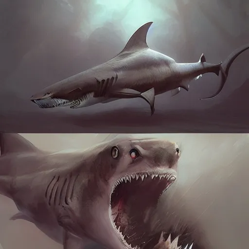 Prompt: cat as shark, smooth, artstation, digital illustration by Ruan Jia and Mandy Jurgens and Artgerm and Wayne Barlowe and Greg Rutkowski and Zdislav Beksinski