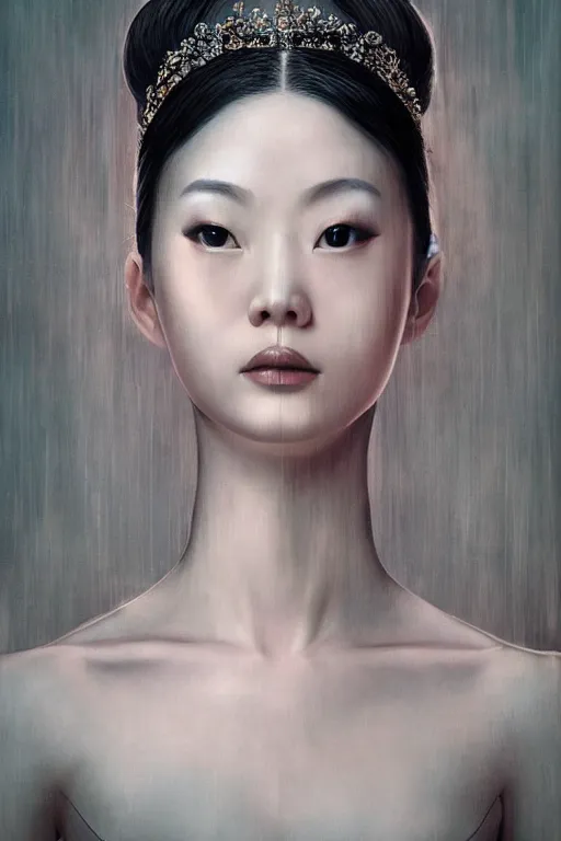 Image similar to hyperrealistic photography of a highly detailed and symmetrical gorgeous taiwanese female ballerina in the style of vargas and wlop, highly detailed, face symmetry, masterpiece, award - winning, sharp focus, intricate concept art, ambient lighting, 8 k, artstation