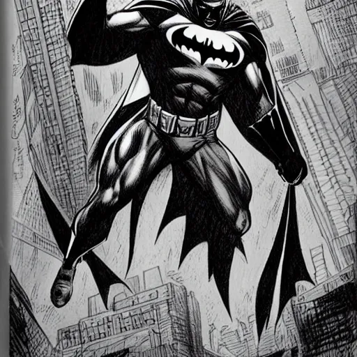 Image similar to DC Batman highly detailed pencil and ink sketch with comic hatching by David Finch