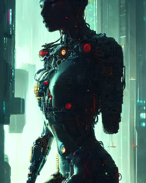 Image similar to portrait of a cyberpunk cyborg. sci - fi, intricate abstract upper body intricate, wlop, concept art, octane render, deviantart, greg rutkowski, cinematic, key art, hyperrealism,