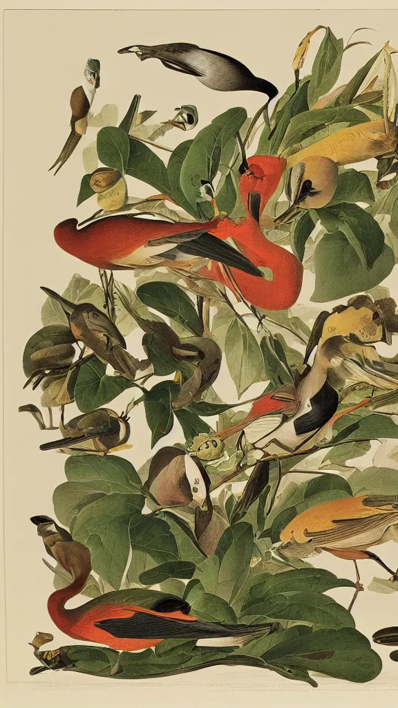 Image similar to a collection of abstract objects, illustration by john james audubon circa 1 8 3 8