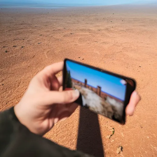 Image similar to the last ever human on earth taking a selfie, 4k, high detail, high-resolution photograph, professional photography, ultra-detail