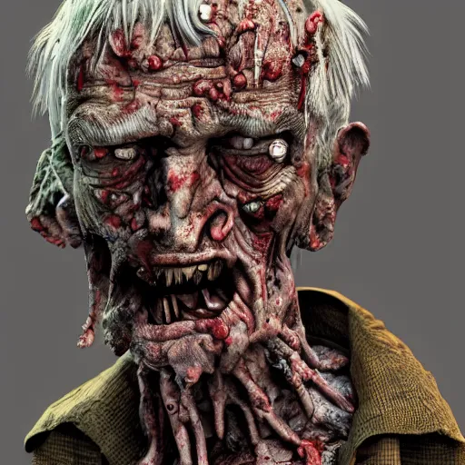 Image similar to elderly zombie man, intricate, art by greg rutkowsk, high detailed, 4 k,