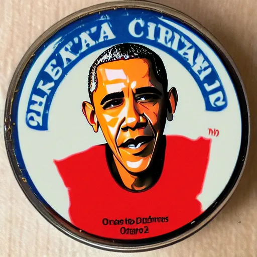 Prompt: obama on coke can, kitchen