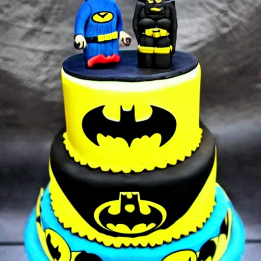 Prompt: a batman cake that says noah