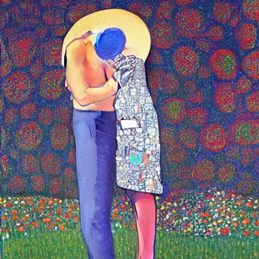 Image similar to Joe Biden kissing Barack Obama in the style of Gustav Klimt