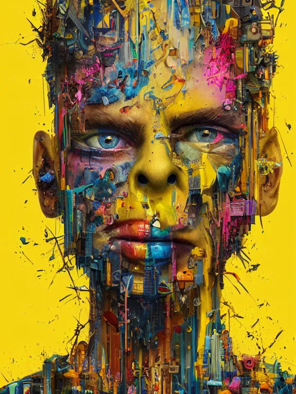 Prompt: art portrait of Bart Simpson,8k,by tristan eaton,Stanley Artgermm,Tom Bagshaw,Greg Rutkowski,Carne Griffiths,trending on DeviantArt,face enhance,hyper detailed,minimalist,cybernetic, android, blade runner,full of colour,