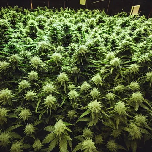 Prompt: a forest of cannabis is inside the living room