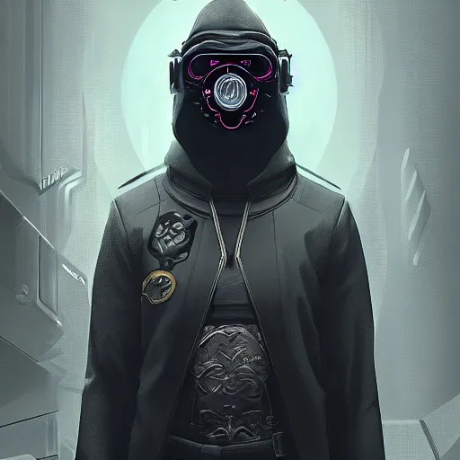 Prompt: spy with mask with a symbol for a society secret, cyberpunk, sect, luxury, concept art by jama jurabaev, extremely detailed, brush hard, artstation, jama jurabaev, sparths, andree wallin, edvige faini, balaskas