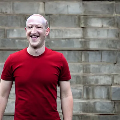 Prompt: Photography of Bald Smiling Mark Zuckerberg