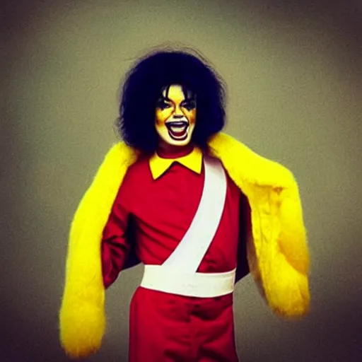 Prompt: “Michael Jackson as Ronald McDonald”