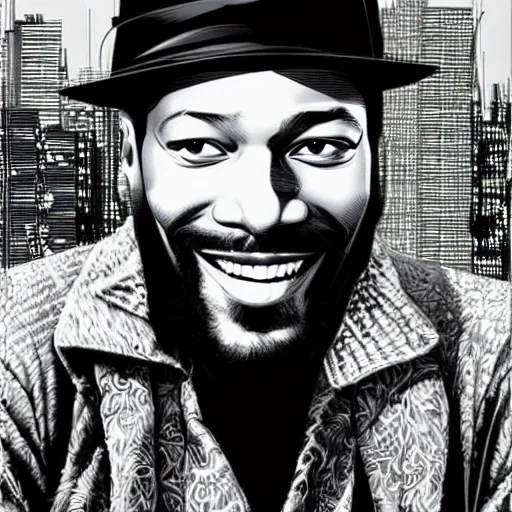 Prompt: portrait of marvin gaye by martin ansin, comics, highly detailed