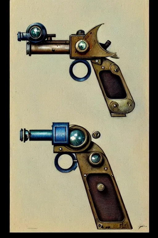 Prompt: ( ( ( ( ( 1 9 5 0 s retro science fiction raygun pistol. muted colors. ) ) ) ) ) by jean - baptiste monge!!!!!!!!!!!!!!!!!!!!!!!!!!!!!!
