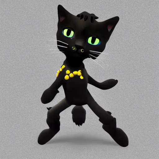 Image similar to an avatar of a black cat in the style of fortnite