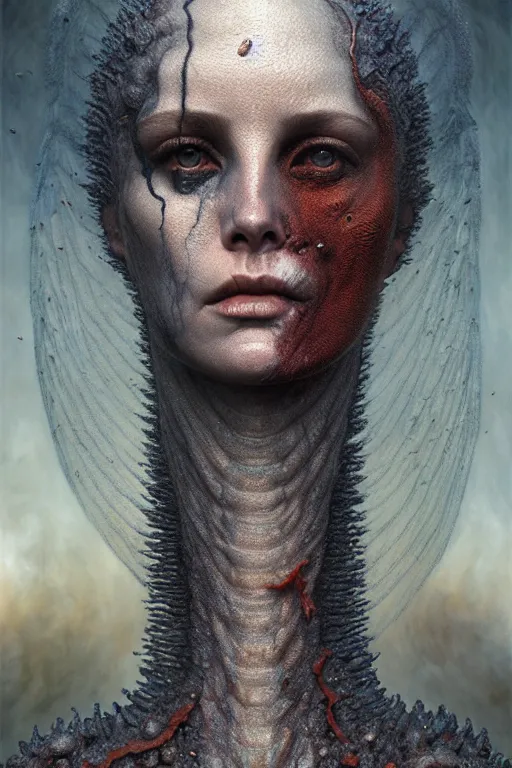 Prompt: gorgeous lilith head split in half the mother of all monsters dusty, destroyer! of worlds, void eyes, raining ash & smoke, fine art masterpiece, highly detailed dino valls wayne barlowe machiej kuciara, dramatic lighting, long shot, wide angle, uhd 8 k, sharp focus