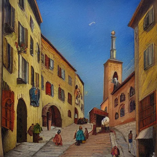 Image similar to old city by antonio berni