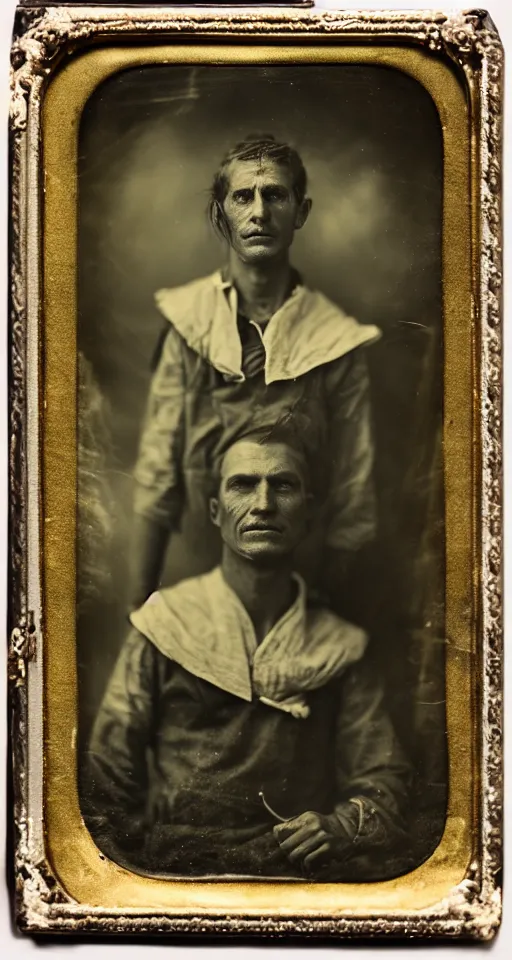 Image similar to a highly detailed wet plate photograph, a portrait of a sailor