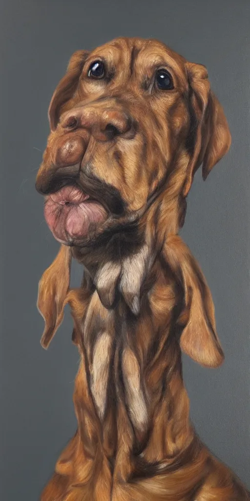 Image similar to full-length Slavic dog head man, oil painting, hyperrealism, beautiful, high resolution, trending on artstation,