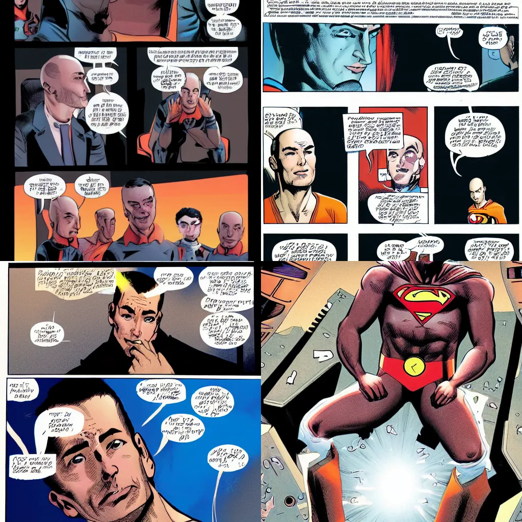 Prompt: An illustration of Grant Morrison being mind controlled to write a comic. DC Comics. Multiversity. Grant Morrison.