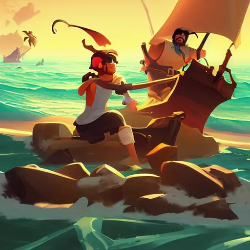 Image similar to painting treasure on sea of thieves game smooth median photoshop filter cutout vector, behance hd by jesper ejsing, by rhads, makoto shinkai and lois van baarle, ilya kuvshinov, rossdraws global illumination