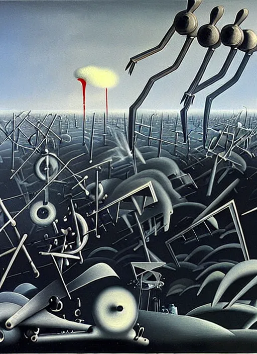 Image similar to apocalypse machine detailed painting by yves tanguy