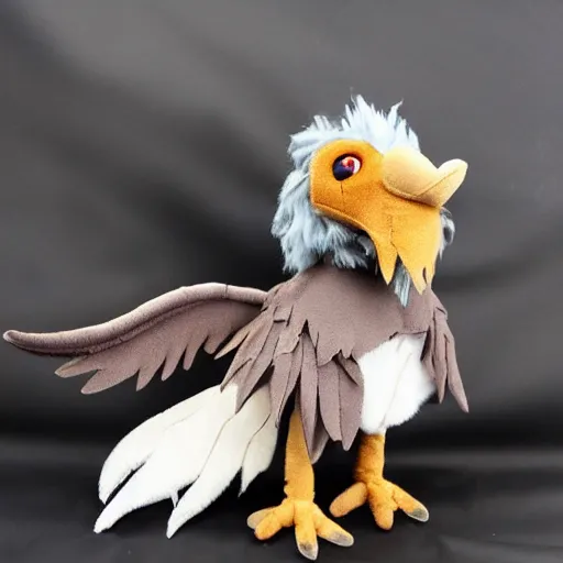 Image similar to a cute dnd griffon! with seagull head and lion body plush! doll