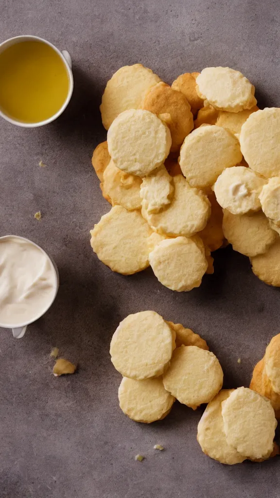 Prompt: 6 0 s food photography of a mayonnaise biscuit, soft focus