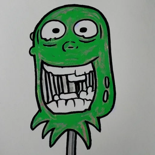 Prompt: Pickle Rick drawn by Picasso