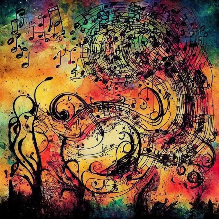 Image similar to a fantastic picture that depicts music, beautiful songs that soothe the soul