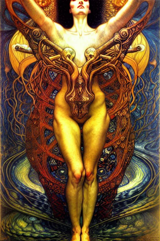 Image similar to Divine Chaos Engine by Karol Bak, Jean Delville, William Blake, Gustav Klimt, and Vincent Van Gogh, symbolist, visionary