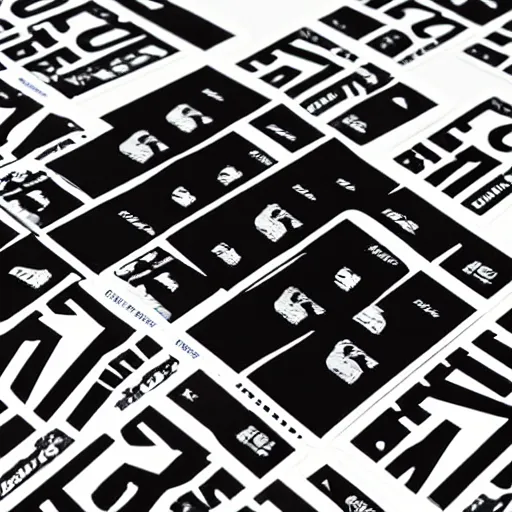 Image similar to black on white graphic design stickers in style of david rudnick, eric hu, acid, y 2 k