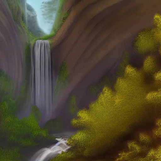 Cliff with a waterfall, matte painting by Dylan Cole, | Stable ...