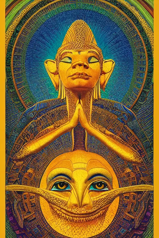 Image similar to beautiful egyptian crocodile headed god by maxfield parrish, mandala, coherent design, symmetrical, vivid colors, digital watercolor ink illustration painting, complementary color, golden ratio, detailed, sharp lines, sharp focus, intricate, rainbowshift, artgerm, gustave dore, alphonse mucha, octane render